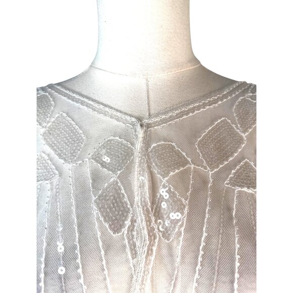 Vintage OS White Beaded Sequin Capelet Bridal Shawl - Picture 5 of 13